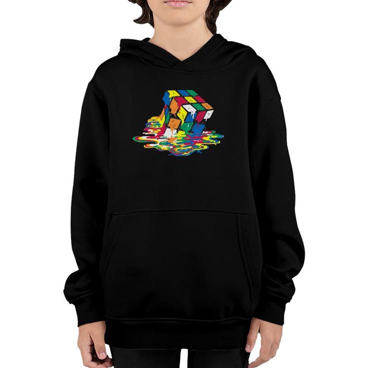 Melted Square Puzzle Cube Game From The 1980S Retro Design Youth Hoodie