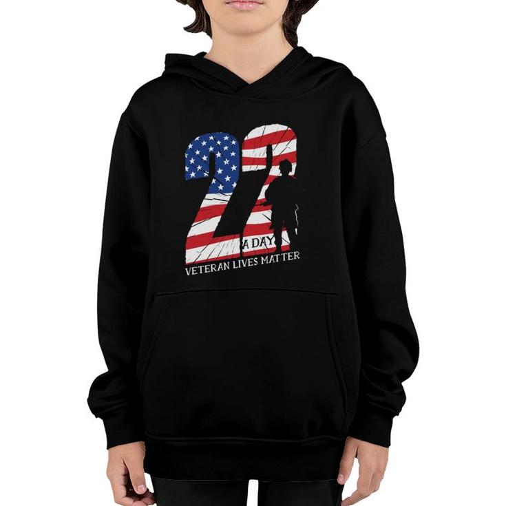 Memorial 22 A Day Veteran Lives Matter  Youth Hoodie