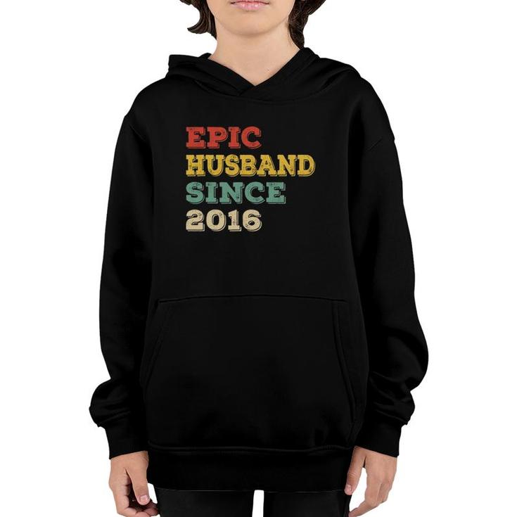 Mens 6Th Wedding Anniversary For Him Epic Husband Since 2016 Ver2 Youth Hoodie