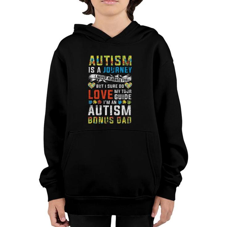 Mens Autism Bonus Dad Journey Quote Autism Awareness Youth Hoodie
