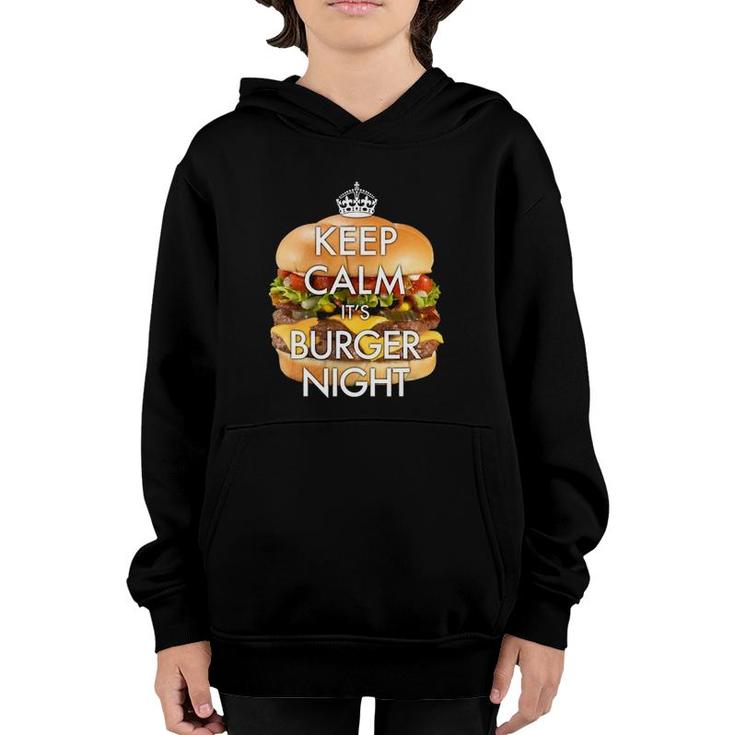 Mens Keep Calm It's Burger Night Novelty Soft Touch Youth Hoodie