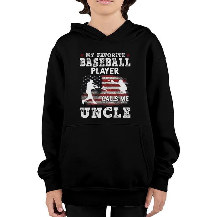 Mens My Favorite Baseball Player Calls Me Uncle Youth Hoodie