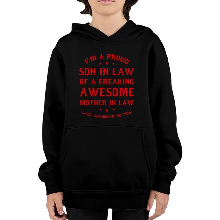 Mens Proud Son In Law Of A Freaking Awesome Mother In Law Gifts Youth Hoodie