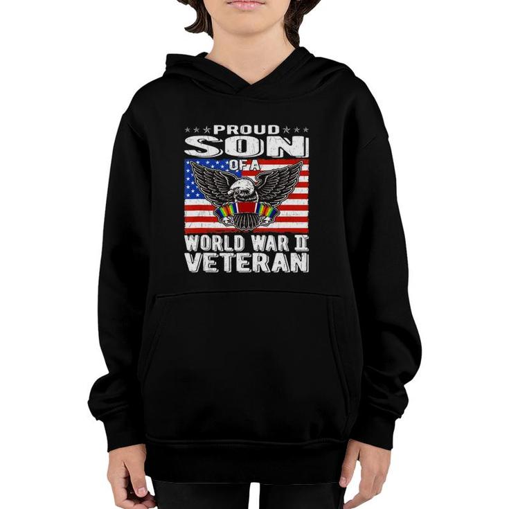 Mens Proud Son Of A World War 2 Veteran Patriotic Ww2 Family Gift  Youth Hoodie