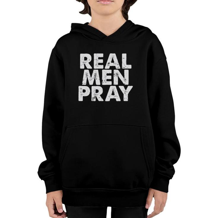 Mens Real Men Pray Religious God Jesus Faith Christian Catholic Youth Hoodie