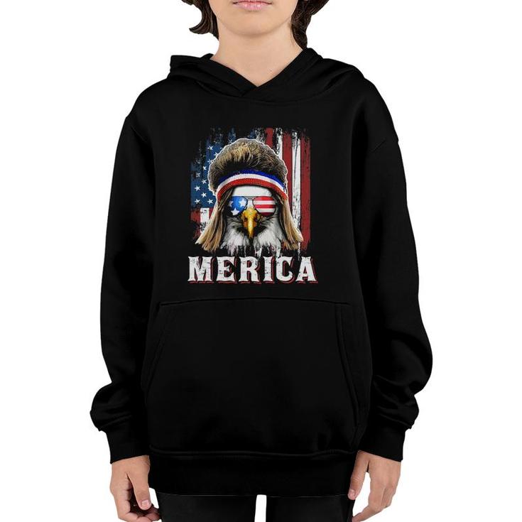 Merica Eagle Mullet 4Th Of July American Flag Stars Stripes Youth Hoodie