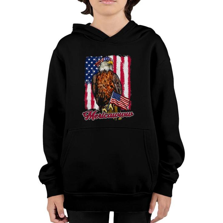 Mericawww Eagle Happy 4Th Of July American Independence Day Youth Hoodie