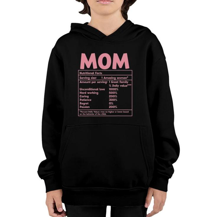 Mom Nutritional Facts Funny Mother's Day Youth Hoodie