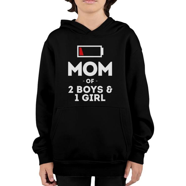 Mom Of 2 Boys 1 Girl Clothing Gift Mother Wife Funny Women Youth Hoodie