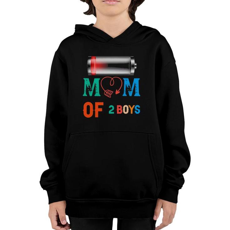 Mom Of 2 Boys Gift From Son Mothers Day Birthday Youth Hoodie