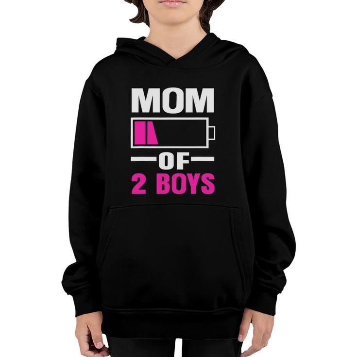 Mom Of 2 Boys Low Battery Funny Mother's Day Youth Hoodie