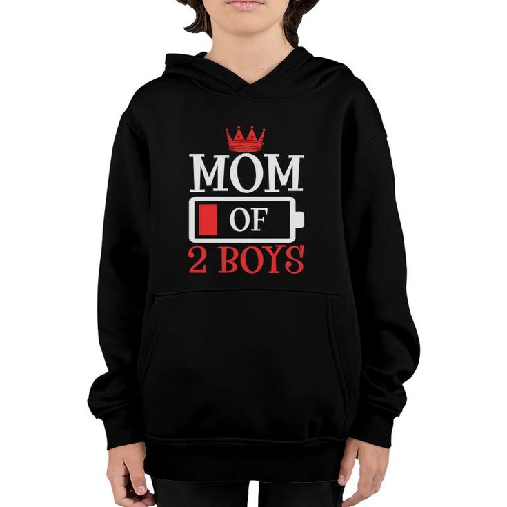 Mom Of 2 Boys Queen Battery Loading Mother's Day Youth Hoodie