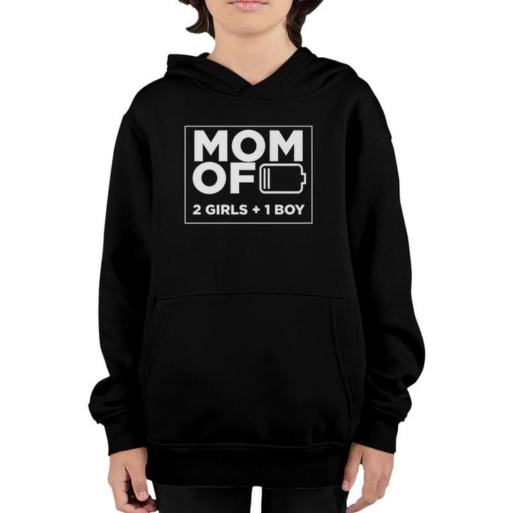 Mom Of 2 Girls 1 Boy  Mother's Day Gifts From Daughter Youth Hoodie