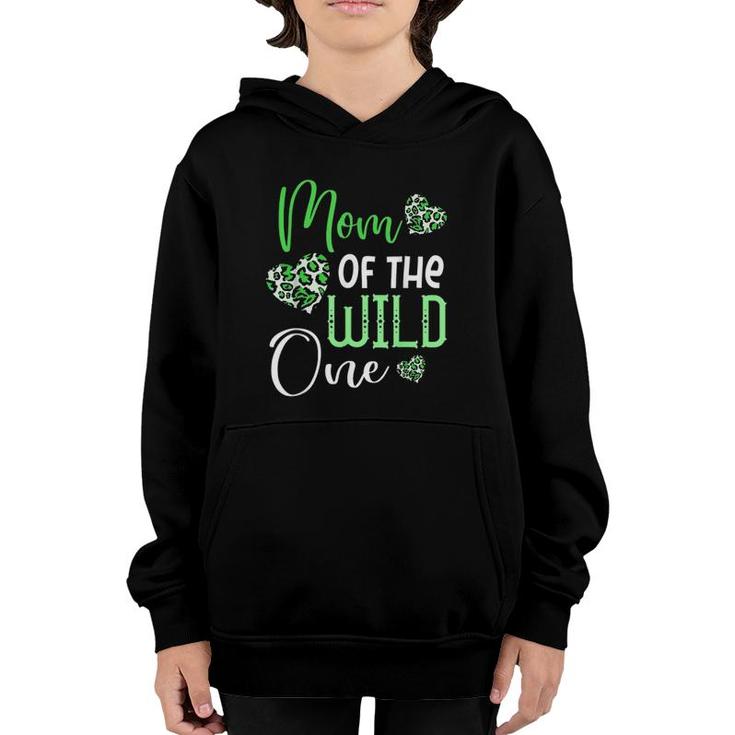 Mom Of The Wild One First St Patrick's Day Leopard Heart Mom Youth Hoodie