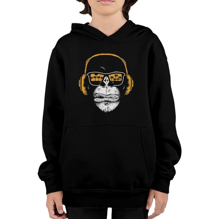 Monkey With Dj Headphones And Sunglasses Monkey Youth Hoodie