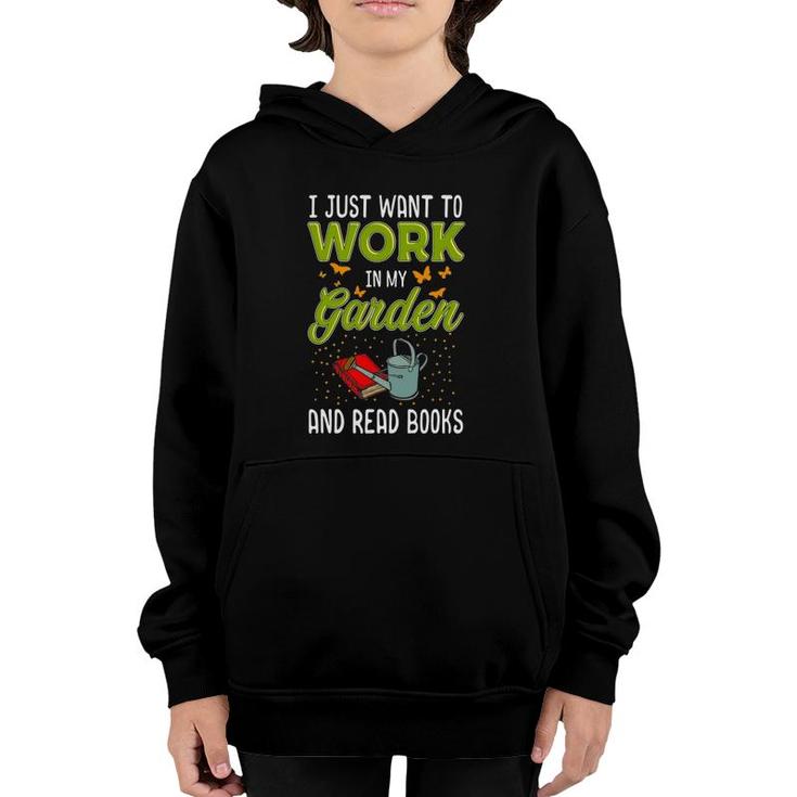 Mother's Day Gardening Gift Garden And Book Lover Youth Hoodie