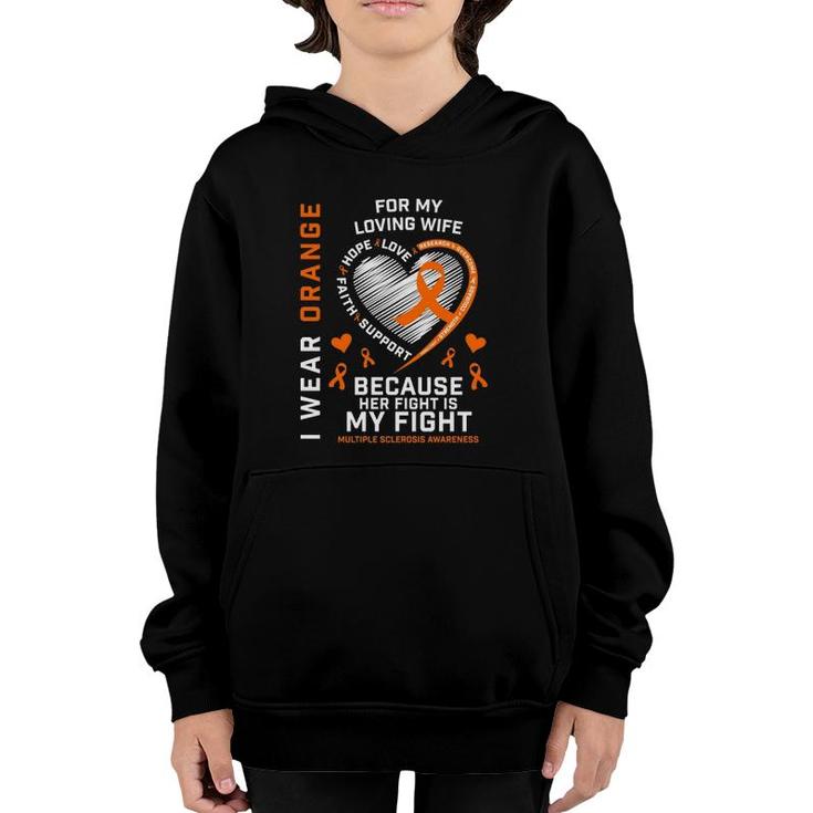 Ms Gifts Apparel Orange Wife Multiple Sclerosis Awareness  Youth Hoodie