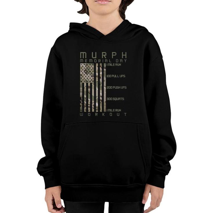 Murph Memorial Day Workout Wod Cam Multi Camo Flag Vertical  Youth Hoodie