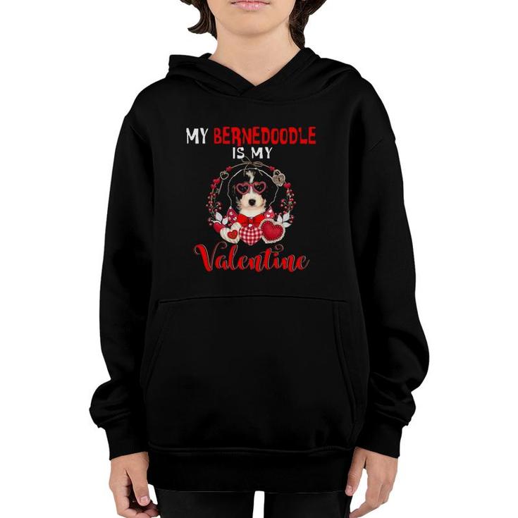 My Bernedoodle Is My Valentine Funny Dog Lover Youth Hoodie