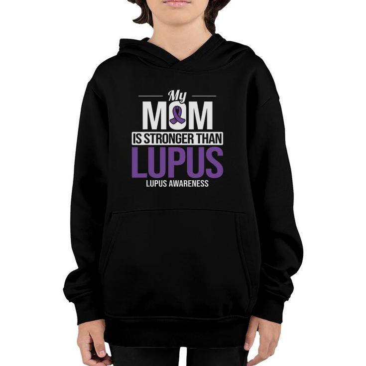 My Mom Stronger Than Lupus Lupus Awareness Sle Purple Ribbon Youth Hoodie