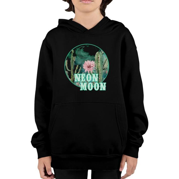 Neon Moon Country Retro Western 80S 90 Cactus Youth Hoodie Mazezy