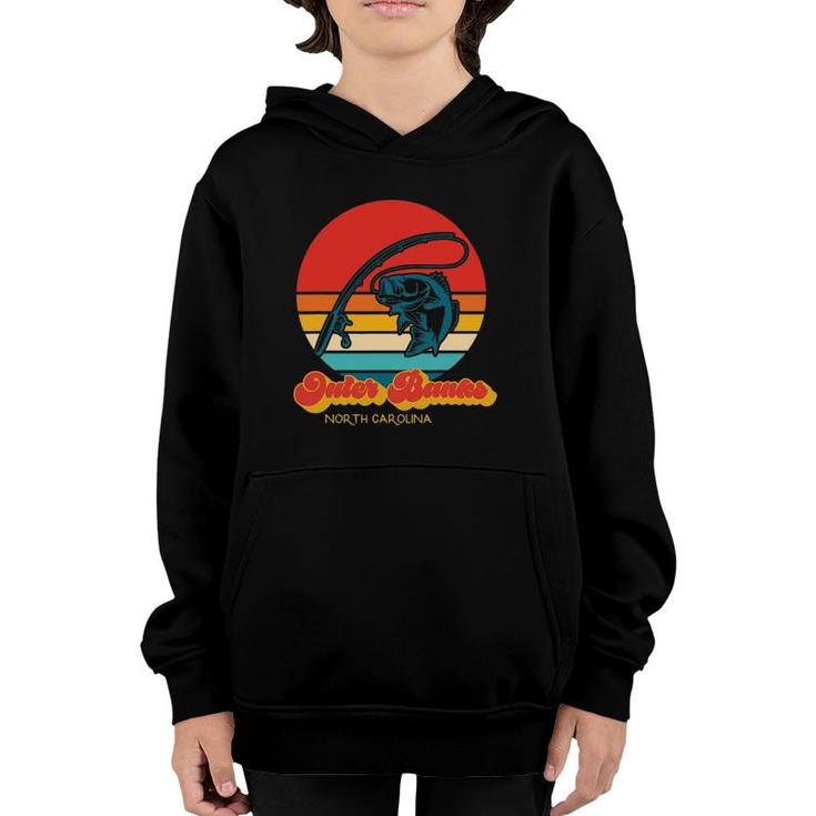 North Carolina Walleye Fish Retro Obx Outer Banks Fishing Youth Hoodie