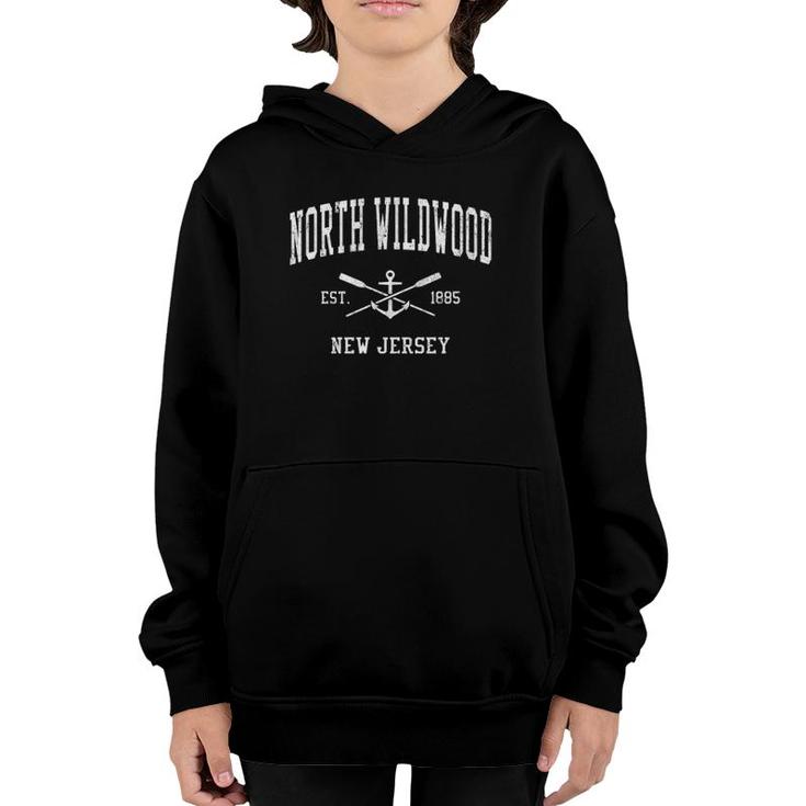 North Wildwood Nj Vintage Crossed Oars & Boat Anchor Sports Youth Hoodie