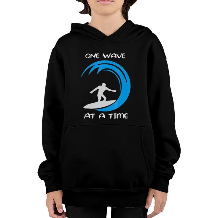 One Wave At A Time Surfer Youth Hoodie