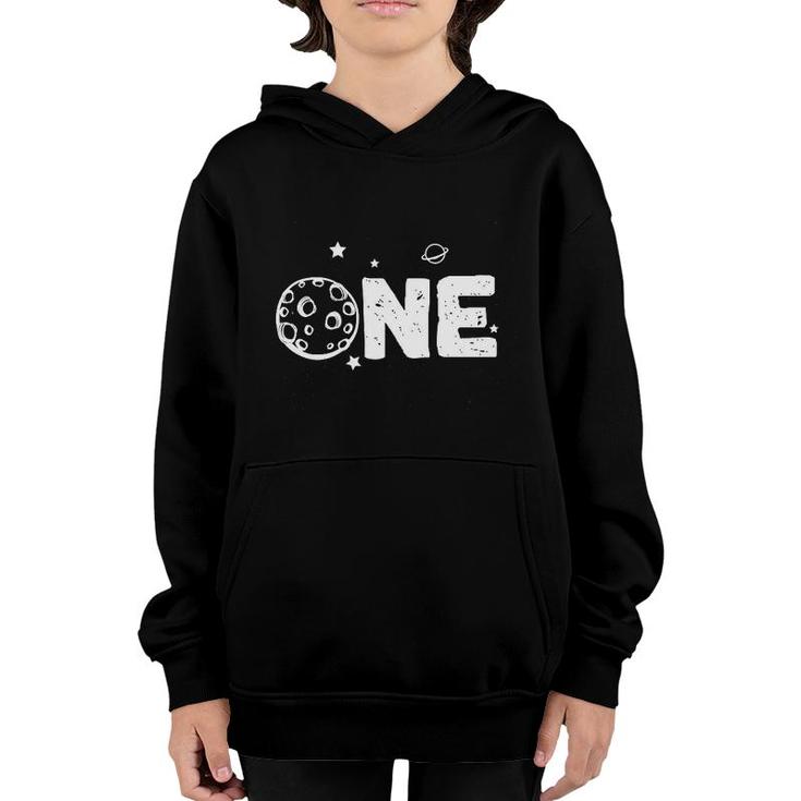 One Year Old 1st Birthday Outer Space Theme Birthday Baby Youth Hoodie