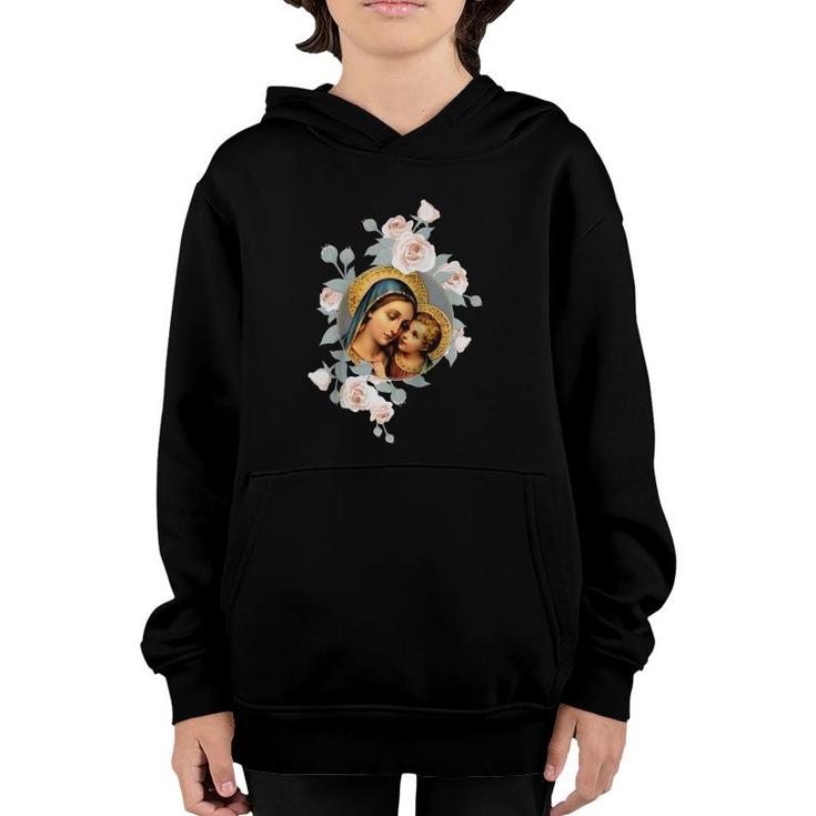 Our Lady Of Good Remedy Blessed Mother Mary Art Catholic Raglan Baseball Tee Youth Hoodie
