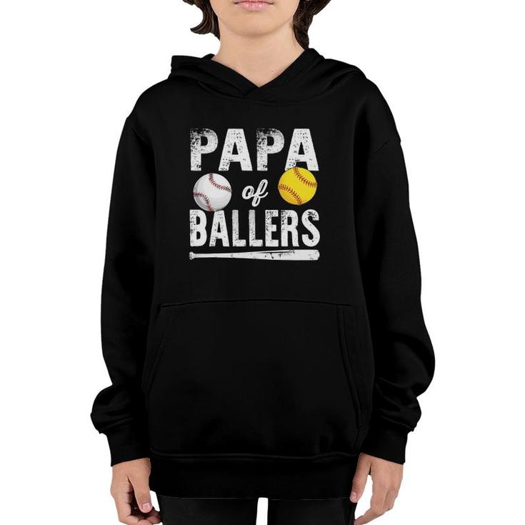 Papa Of Ballers  Baseball Softball Youth Hoodie