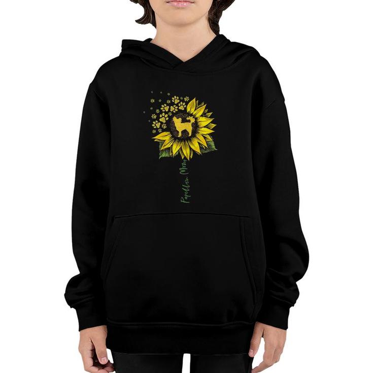 Papillon Mom Sunflower Papillon Lover Gifts Dog Mom Mama Youth Hoodie