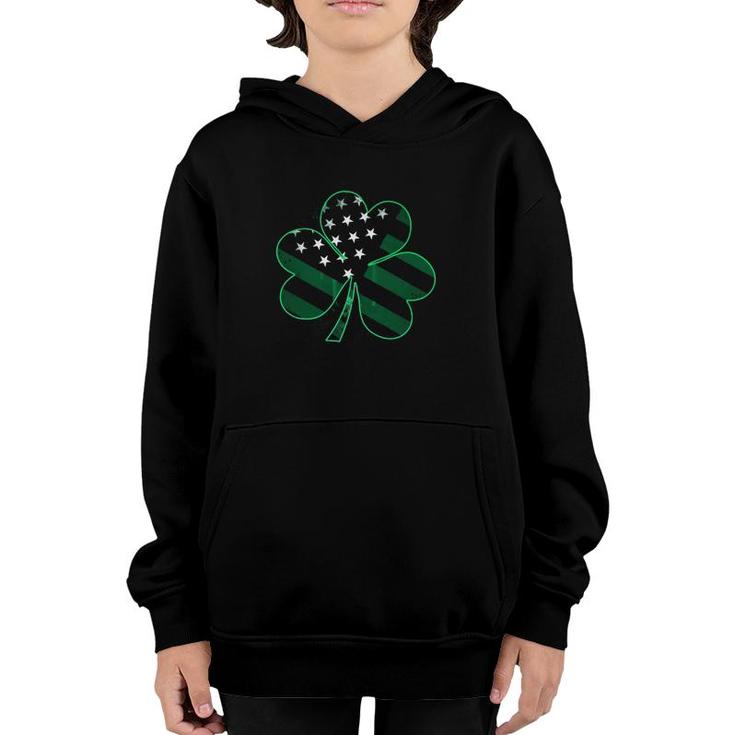 Patriotic American Flag St Patrick's Day Clover Youth Hoodie