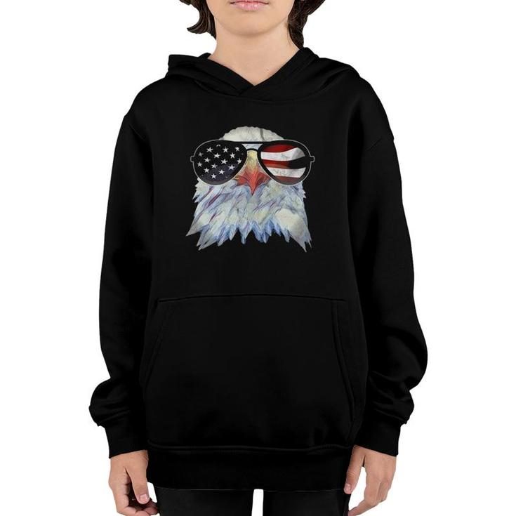Patriotic Bald Eagle 4Th Of July America Usa Flag Sunglasses Youth Hoodie