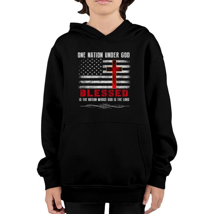 Patriotic Christian Ts Blessed One Nation Under God Youth Hoodie