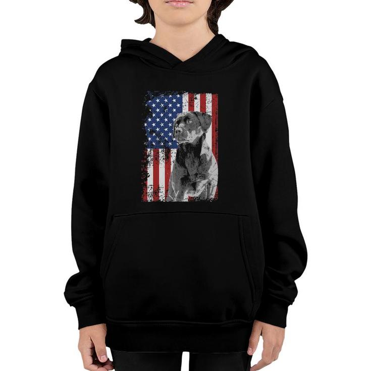 Patriotic Usa Flag Black Labrador Gift For Lab Owners Youth Hoodie