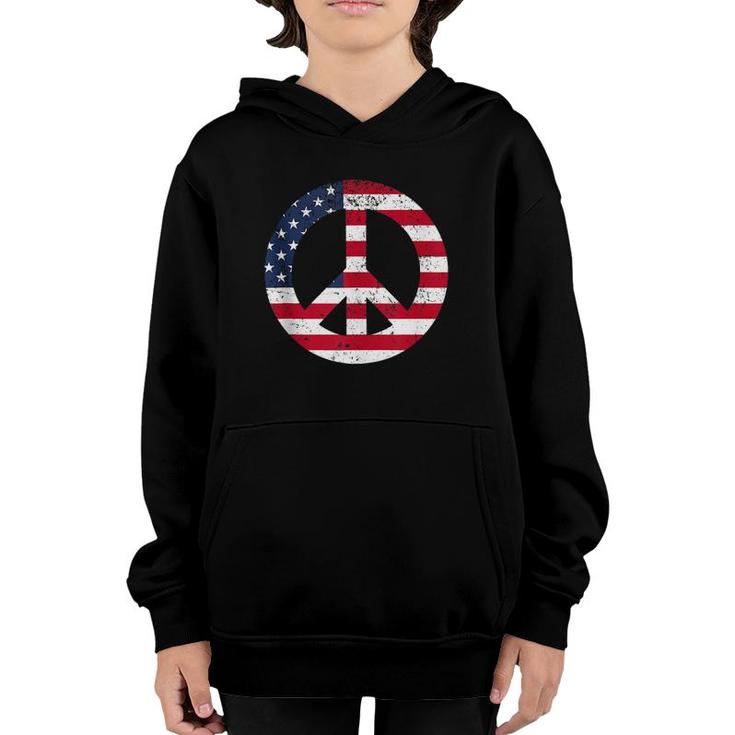 Peace Sign  Patriotic Usa Flag Peace & Love Tank Top Youth Hoodie