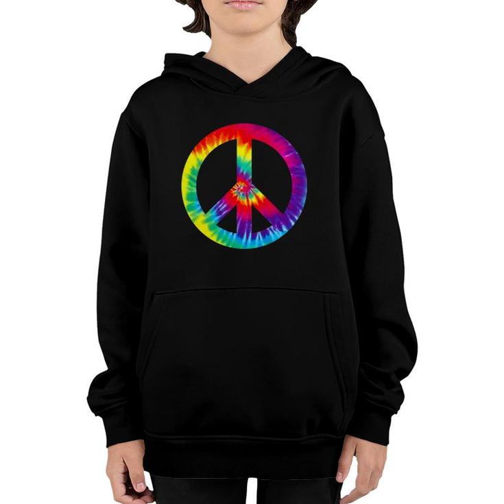Peace Sign Symbol Tie Dye 60S 70S  Hippie Costume Youth Hoodie