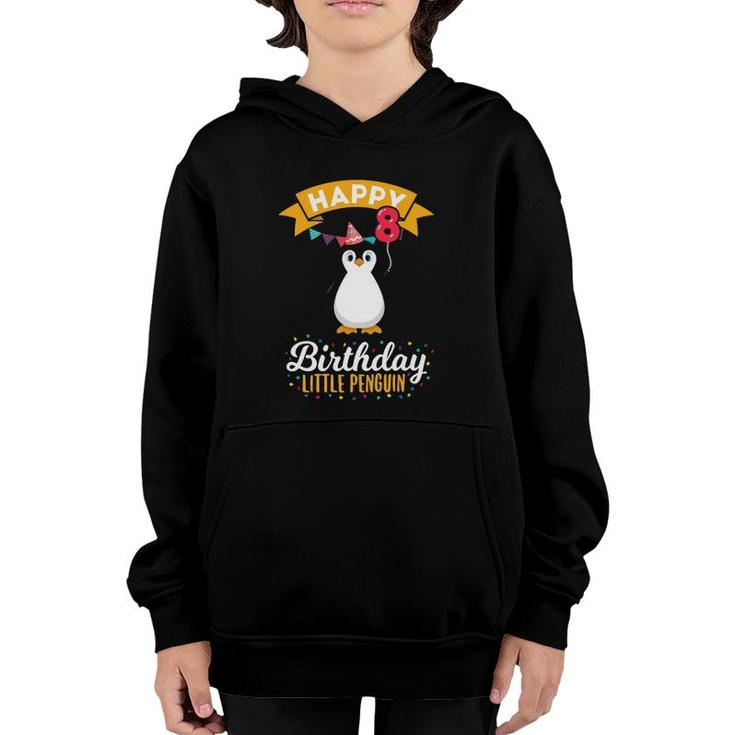 Penguin Birthday 8 Years Old 8Th Anniversary Animal Youth Hoodie