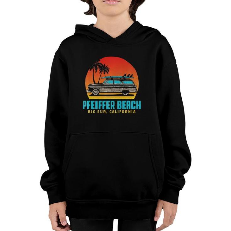 Pfeiffer Beach, Big Sur California Retro Woody Beach Youth Hoodie