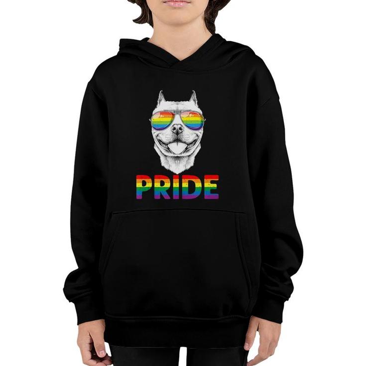Pitbull Gay Pride Lgbt Rainbow Flag Sunglasses Lgbtq Tank Top Youth Hoodie