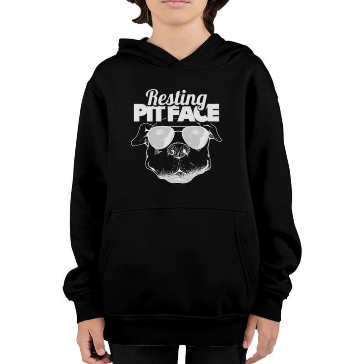 Pitbull Sunglasses Owner Funny Resting Pit Face Pullover Youth Hoodie