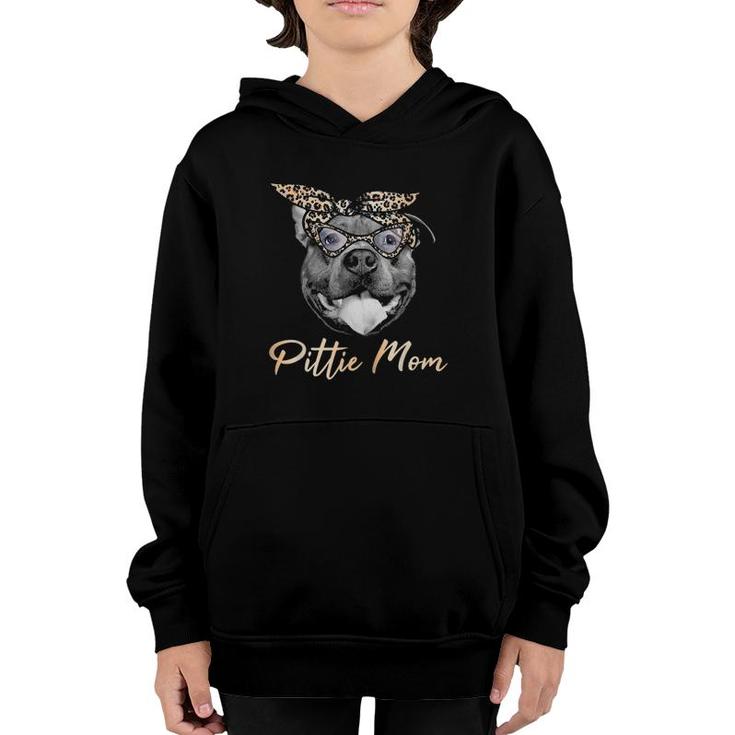 Pittie Mom Cute Pitbull Mama Leopard Print Pit Bull Youth Hoodie