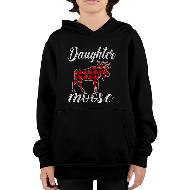 Plaid Daughter Moose Christmas Light Matching Costume Family Youth Hoodie