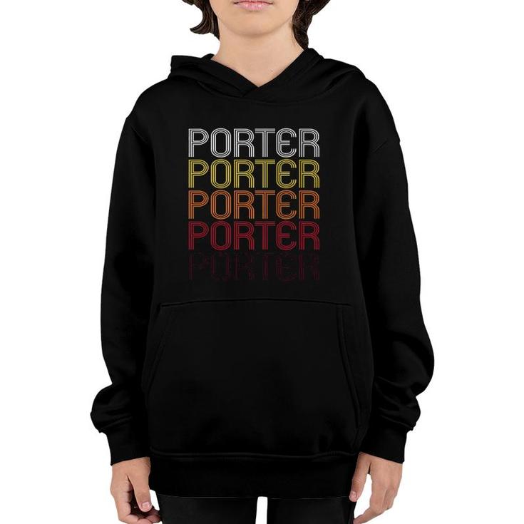 Porter Retro Wordmark Pattern - Vintage Style Youth Hoodie