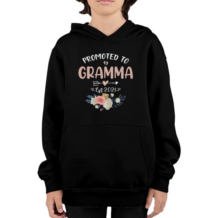 Promoted To Gramma Est 2021 Cute New Grandmother Gift Youth Hoodie
