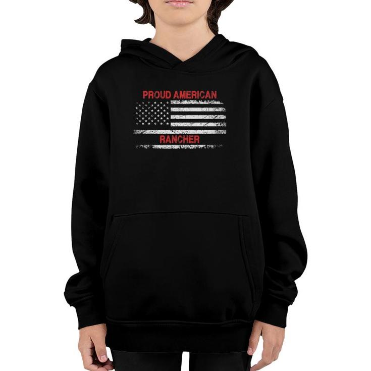 Proud American Patriotic Usa Flag Gift Rancher Premium Youth Hoodie