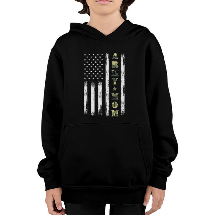 Proud Army Mom American Flag Camo Military Mom Mother's Day Youth Hoodie