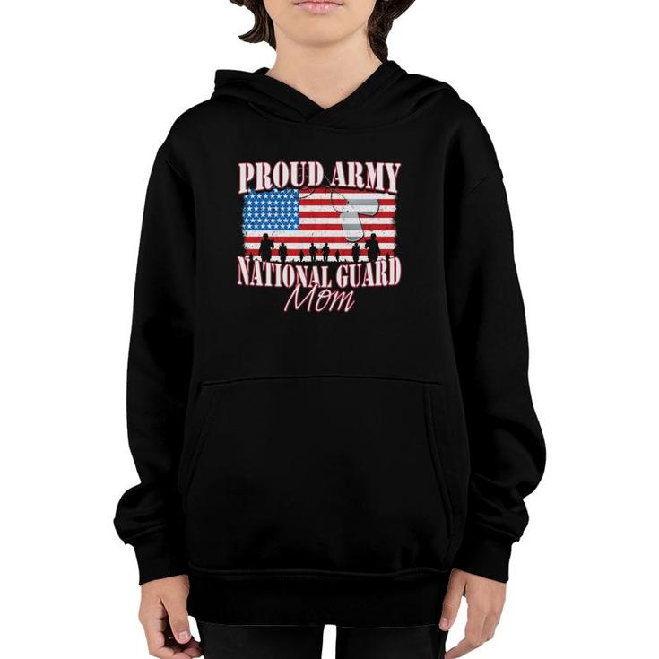 Proud Army National Guard Mom Dog Tag Flag Mothers Day Youth Hoodie