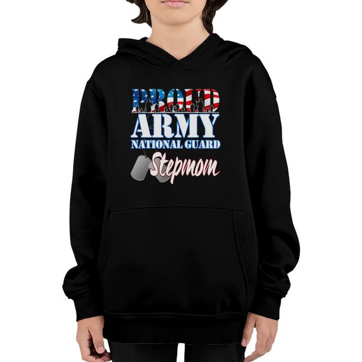 Proud Army National Guard Stepmom Dog Tag Flag Women Youth Hoodie